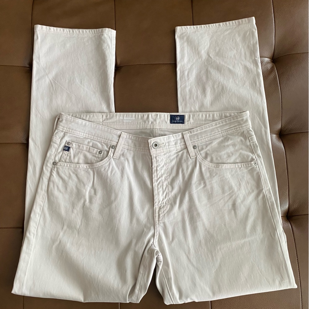 AG Adriano Goldschmied Cream Men's Pants